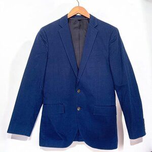 J. Crew Ludlow Larusmiani Tessuti Mens Suit Blazer 100% Cotton Blue 36S